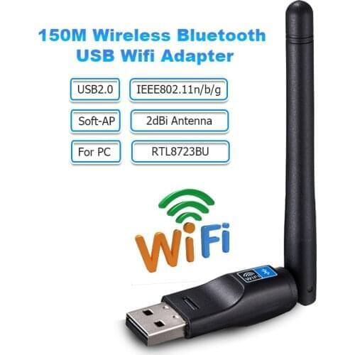 Wifi Bluetooth Adapter 150Mbps USB Wifi Antenna Adapter 2dBi RTL8723BU Wireless Network Work Card Wifi Receiver Transmitter