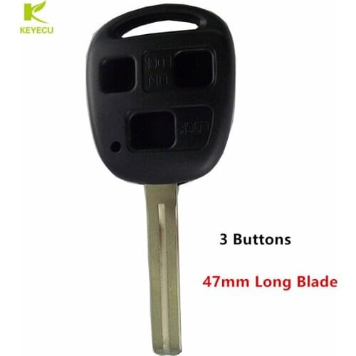 KEYECU 10x Replacement Case Remote Control Keyless Entry Shell 3Buttons 47mm Long Blade for Lexus ES300 LS400 LX470 SC300 SC400