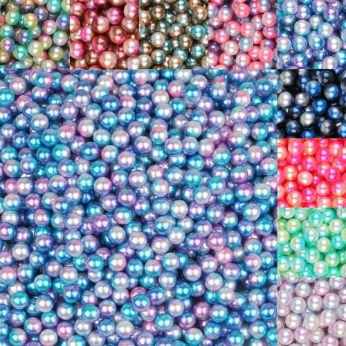 100pcs 8mm No Hole Rainbow Colorful Plastic ABS Pearl Loose Beads For Jewelry Making DIY Handcraft Wedding Decorations Hand Made