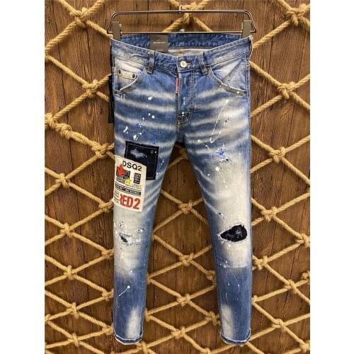 2021 Brand Italy Designer Denim Jeans Holes Trousers Pants Biker Jeans HIP HOP Ripped Jeans COOLGUY D2 Jeans DSQ2 Men Pants