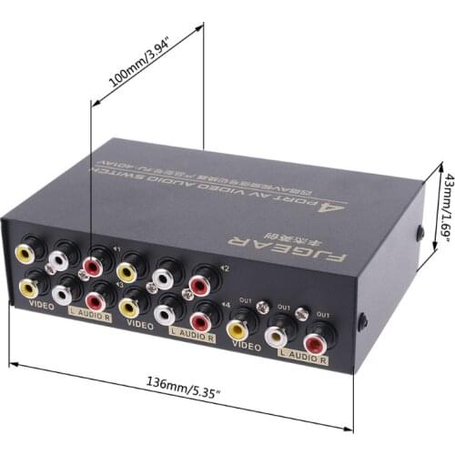 4 Port AV Audio Video RCA 4 Input 1 Output Switcher Switch Selector Splitter Box Jy17 19 Dropship