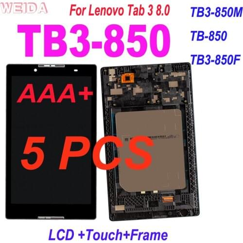 5 PCS New 8'' For Lenovo Tab 3 TAB3 8.0 Tab3-850 TB3-850M TB-850 TB3-850F Touch Screen Digitizer LCD Display Assembly with Frame
