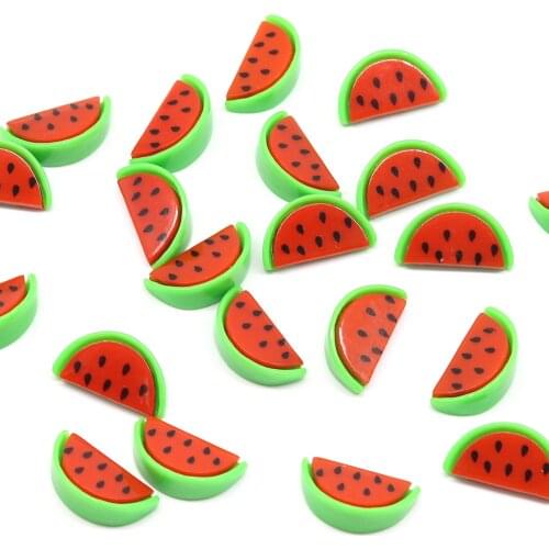 50pcs Resin Watermelon Slice 22*12MM Resin Simulation Watermelon Slice Cabochon DIY Hair Accessories Scrapbook Decoration