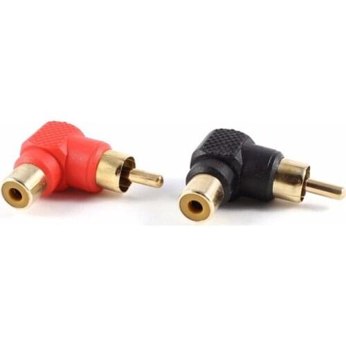 8pcs Gold Tone Right Angle RCA Female to Male Stereo Audio Adapter Connector Black and red