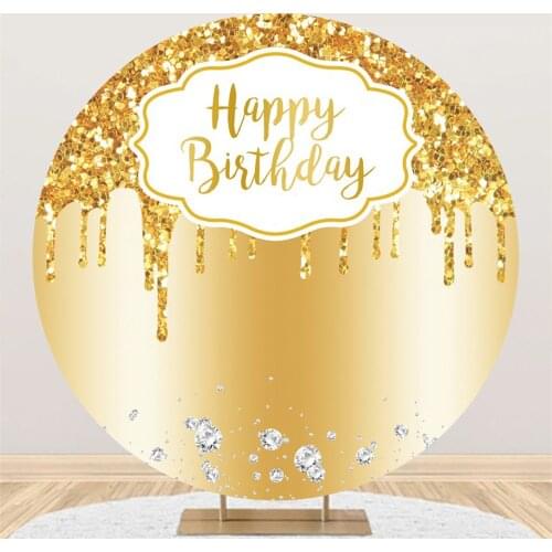 Sparkling Golden Pink Circle 3D Backgrounds Baby Shower Photography Birthday Party Photozone Photo Round Backdrop Banner Booth