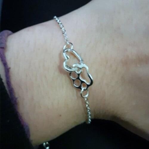 Hollow Paw and Heart Charm Bracelet Dog Cat Paw Claw Bracelet Jewelry For Women Men Fashion Simple Animal Lovers Pet Owner