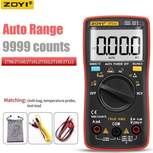 ZOYI Digital Multimeter ZT109 ZT111 Auto Range Professiona Multimetro Testers 9999 counts NCV Ammeter Voltmeter Capacitor tools