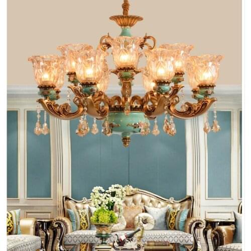 European K9 Crystal Chandelier Zinc Alloy Rose Golden Hanging Lights 6/8/10arms Dinning Room Crystal Living Room Home Decoration