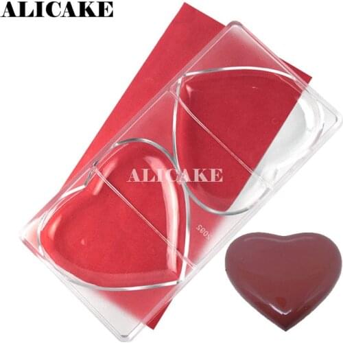 Big Heart Shape 3D Polycarbonate Chocolate Mould Tray Candy Soap Plastics Form Molds Baking Pastry Making Tools Bakeware Set