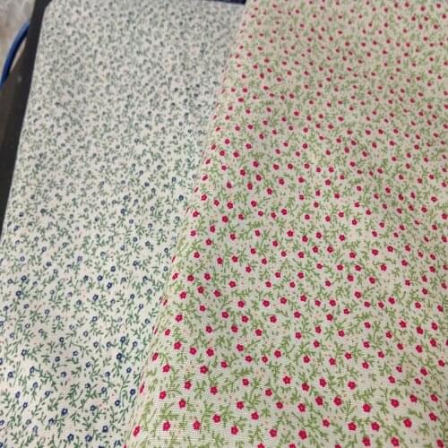 100% Plain Cotton Poplin All Over Spring Green Lead Red & Blue Small Flowers Printed Cotton Poplin Fabric 50x140cm Dot Fabric