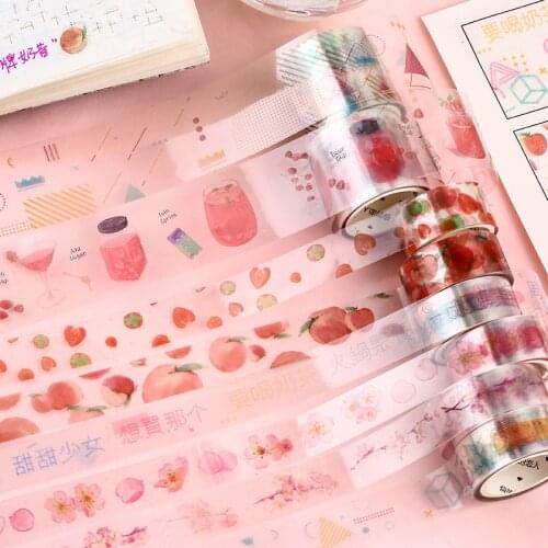 Strawberry Ocean Pocket PET and Paper Tape Set Handbook Stickers
