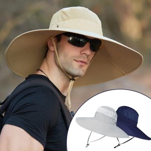 15CM Big Wide Brim Mens Fisherman Hat Solid Waterproof Sun Hat Sunshade Fishing Cap Hat Unisex Sport Hiking Mountaineering Caps