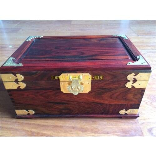 Copper-clad red wood jewelry box / mahogany plain jewelery collection box tenon mirror box Double King