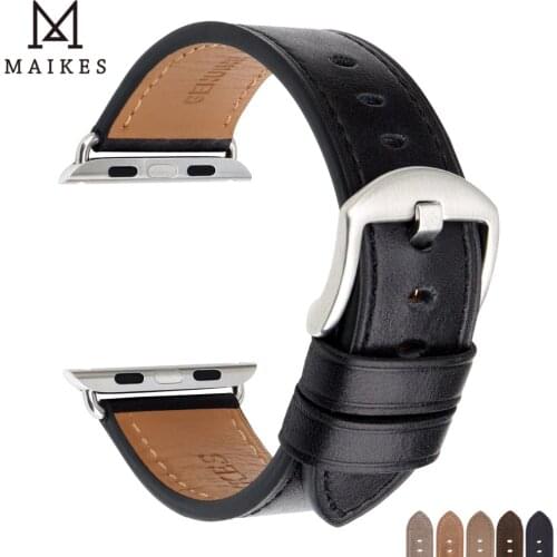 MAIKES Leather Watch Band Replacement iWatch Watchband For Apple Watch Band 44mm 40mm / 42mm 38mm Series 4 3 2 1 iWatch Bracelet