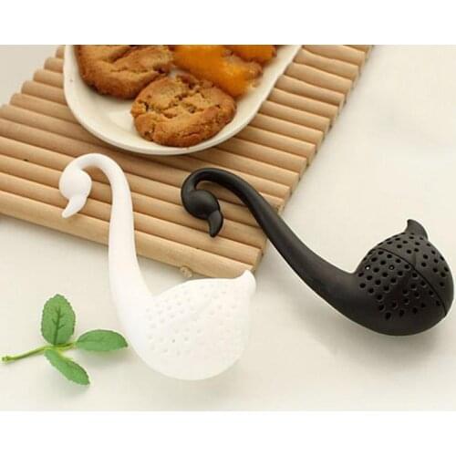 Hot Sales Tea strainer Swan Shaped Silicone Perforated Tea strainer Filter Infuser white black Tea accessories kitchen gadgets