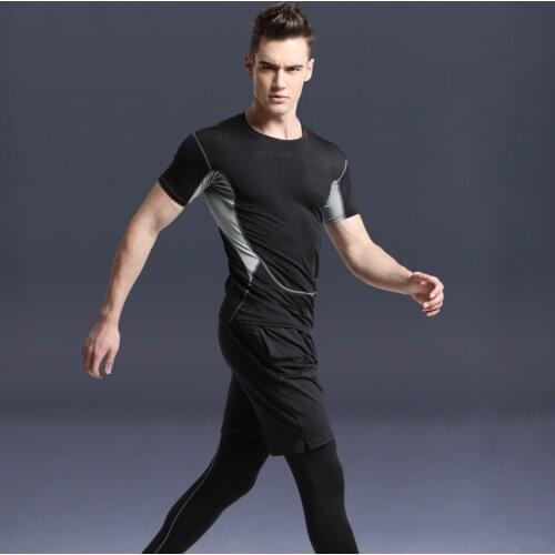 New spring and summer mens indoor gym suit three piece suit of fast dry running training and fitness pants