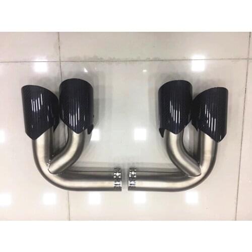 One Pair Exhaust Pipes for Cayenne Exhaust Dual Tips Glossy Carbon Fiber 2018 2019 Year Cayenne Stainless Steel End Pipes