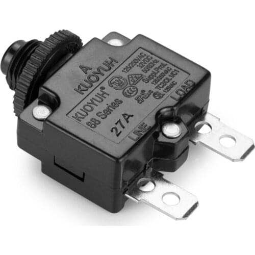 Kuoyuh 27Amp Thermal Circuit Breaker Button Switch Single Pole Push To Reset Motor Overload Protector