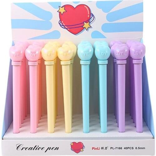 40 pcs/lot Rotatable Love Gel Pen Cute 0.5 mm black ink Neutral Pen School Office writing Supplies Promotional Gift