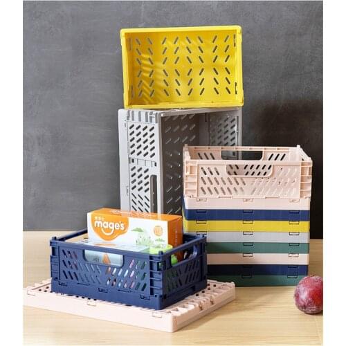 Folding Storage Box Stackable Home Kitchen Warehouse Baskets Desktop Cosmetic Sundries Fruit Toys Food Bin Home Accessories