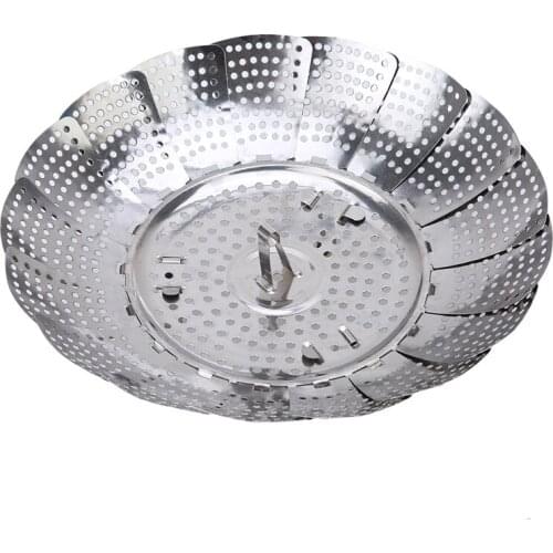 Folding Stainless Food Steamer Vegetable Fruit Food Basket Mesh Steamer Rack Cookware Utensils For Cooking Steam Dia.21/26/28cm