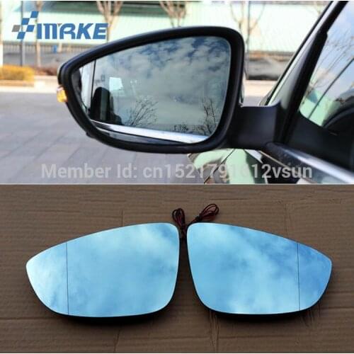 SmRKE 2Pcs For Volkswagen Passat Rearview Mirror Blue Glasses Wide Angle Led Turn Signals light Power Heating