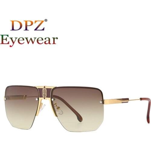 2021 New luxury mens retro frameless cut edge metal Pilot sunglasses fashion woman trend brand design sunglasses Oculos De Sol