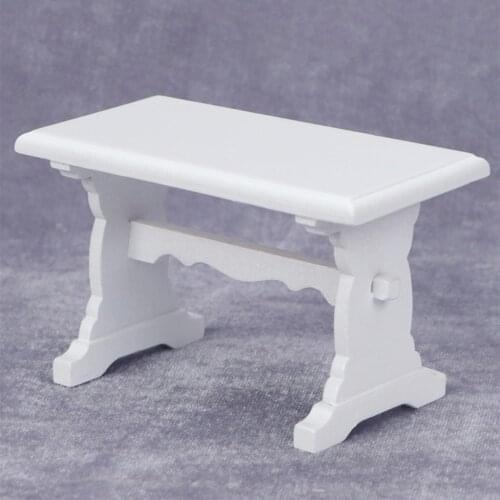 Handmade Study Desk Shabby Chic Antique Wooden White Table for 1:12 Dolls House Living Room Creative Furniture Decoration Toys