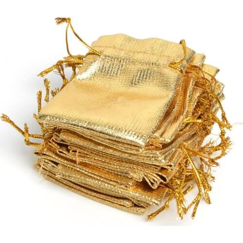 50Pcs Gold Silver Color Organza Bags Drawstring Pouch Jewelry Bag 7x9cm,Annual Party New Year Christmas Wedding Gift Bags