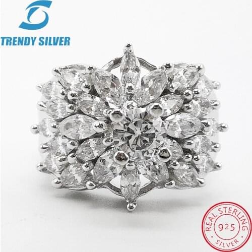 Vintage rings silver real 925 sterling jewelry for women rose gold with stone zircon solid elegant