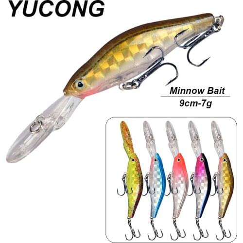 YUCONG 1PX Minnow Laser Wobbler 9cm-7g Sinking Fishing Lure Crankbait Hard Bait Jerkbait Artificial Swimbait Fishing Tackle Isca