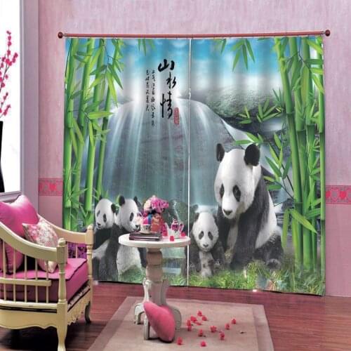 Custom panda Shower Curtain High Quality Childrens room Blackout home drapes