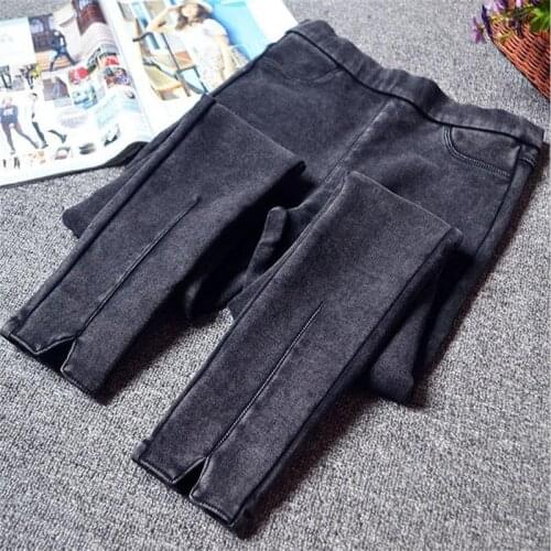 Plus size 5XL High Waist Women Elastic Skinny Pencil Jeans Casual Female Ankle-Length Pants With Buttons Black Denim Trousers
