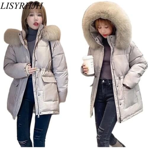 LISYRHJH Winter Long Coats Women Hooded Cotton Padded Clothing Female Big Pockets Warm Parka Plus Size M-3XL Jackets