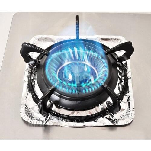 10pcs Gas Stove Aluminium Foil Paper Clean Pad High Temperature Resistant Covers Kitchen Accessories Practical Cooking Tool S#10