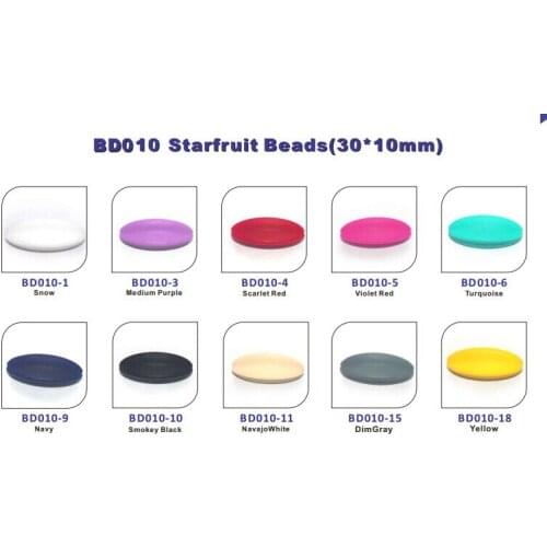 10pcs 30*10mm Starfruit Loose Silicon Beads For Silicone Teething Necklace DIY BEADS Baby Teether Beads For Mom And Baby