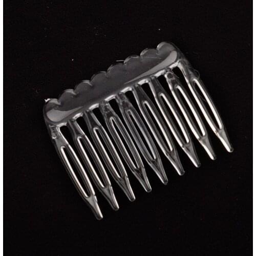 100pcs 5x4cm handmade comb 9 tooth plastic headwear hair accessories women white clear plastic hair comb findings
