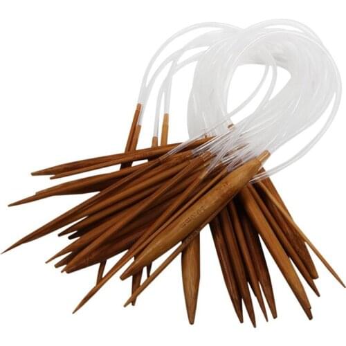 18 Pairs 16'' (40cm) Circular Carbonized Bamboo Knitting Kits Needles Set (2.0mm - 10.0mm)