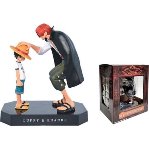 2pcs/set 18cm Anime One Piece Action Figure Toys Akakami No Shankusu+ Hat Luffy PVC Collectible Model Figurine Gifts for Kids
