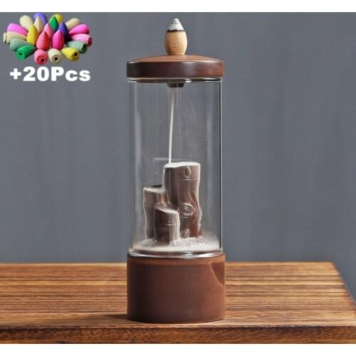+20Pcs Incense Cones Glass Windshield Windproof Backflow Incense Burner DIY Home Decorations Lucky Ornaments Mini Landscape