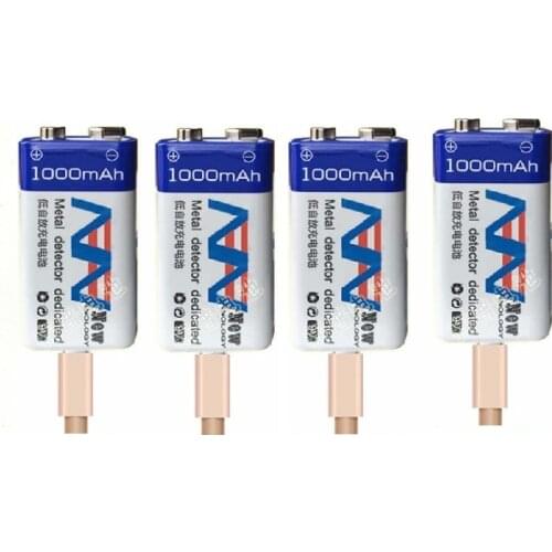 4pcs/lot 1000mAh 9V rechargeable battery 6F22 USB lithium ion battery instrument childrens toy rechargeable battery