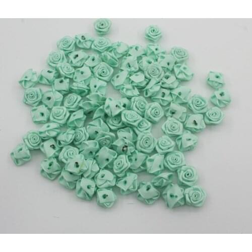 40pcs/lot Cute 1.5cm Petite Handmade Satin Ribbon Rose For DIY Crafting Baby Girls Hair Clothes Dress Scrapebooking Accessories
