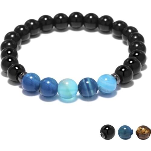 8mm Onyx Beads Tiger Eye Blue Veins Yoga Beads Bracelet Healing Balance Natural Stone Bracelets