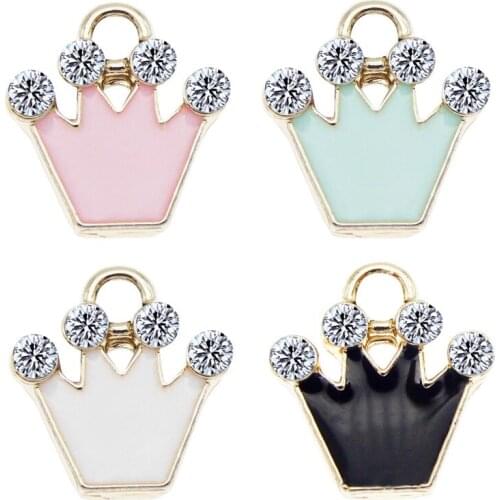 8pcs/lot Mix Crystal Crown Charms Pendants For DIY Bracelets Necklace Earring Key Chain Studs Women Jewelry Making Package gift