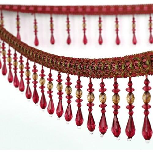 African Lace Fabric Crystal Beaded Curtain Ribbon 9 CM Width Accessory Wedding Decor 6 Meters Supply Free Shipping