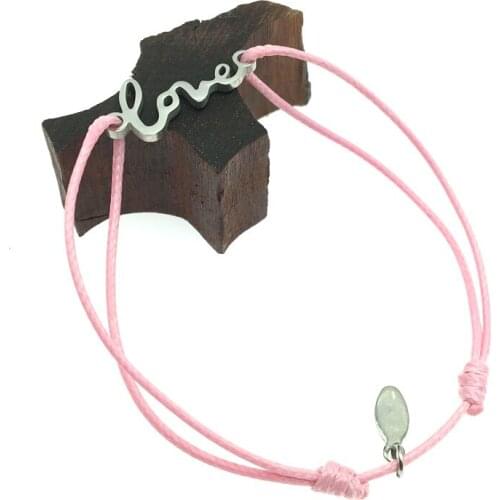 Love Letter Stainless Steel Charm Wish Cord Bracelet Love Letter Pendant Adjustable String Wish Bracelet