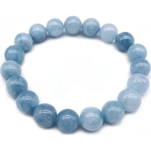 Sea Blue aquamarin Buddha Bracelets Natural Stone Round Beads Elasticity Rope Men Women yoga Bracelet 4mm 6mm 8mm 10mm 12mm