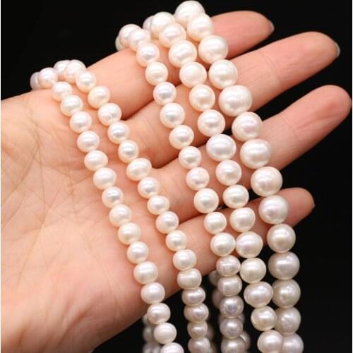 High Quality 100% AA Natural Freshwater Pearl Round White Beads for Jewelry Making Bracelet Necklace Accessories