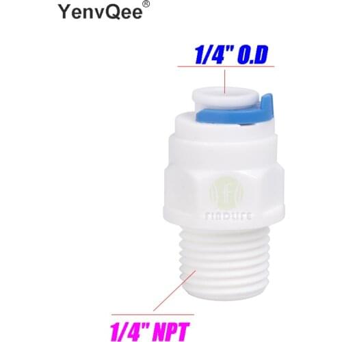 Water Filter Parts 5pcs 1/4 inch OD tube * 1/4" inch NPT BSP Male Thread pipe connector for ro water purifier system