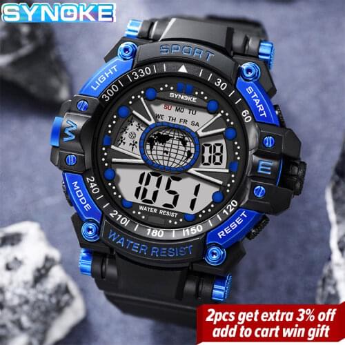 SYNOKE Sports Mens Watches Luxury Military Digital Watch Men Waterproof Male Alarm Clock Football Design relogio masculino 2021